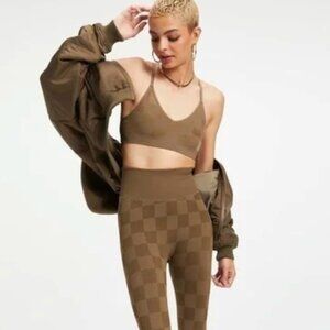 Good American Shine Jacquard Legging In Dark Olive Size L/XL NWOT